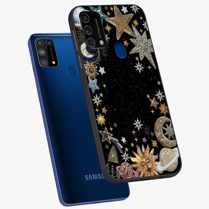 Galactic Jewel Stars Glass Case displayed in angled mockup highlighting shining celestial star design with cosmic aesthetic style.