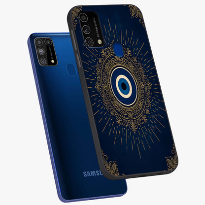 Golden Celestial Charm Glass Case displayed in angled mockup highlighting sparkling cosmic charm design with celestial aesthetic.