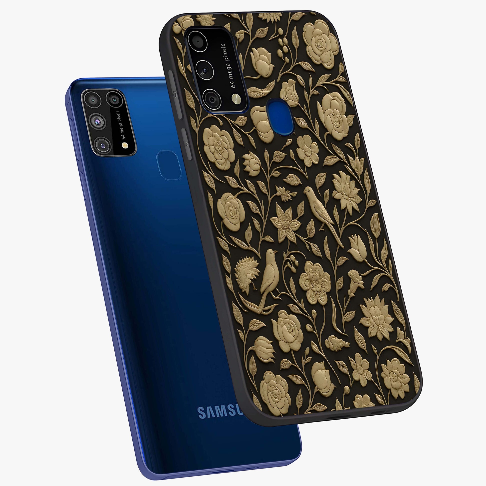 Golden Evil Eye Mandala Glass Case displayed in angled mockup highlighting protective evil eye symbol with golden mandala design.