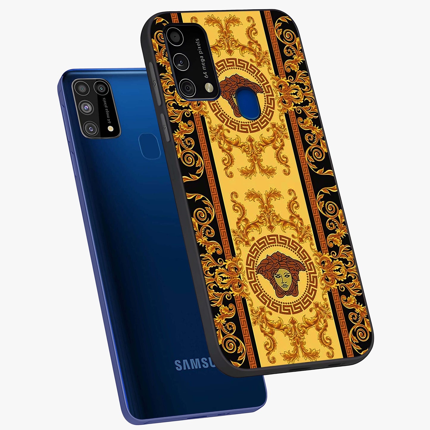 Golden Lotus Glow Glass Case displayed in angled mockup highlighting radiant lotus illustration with spiritual aesthetic.