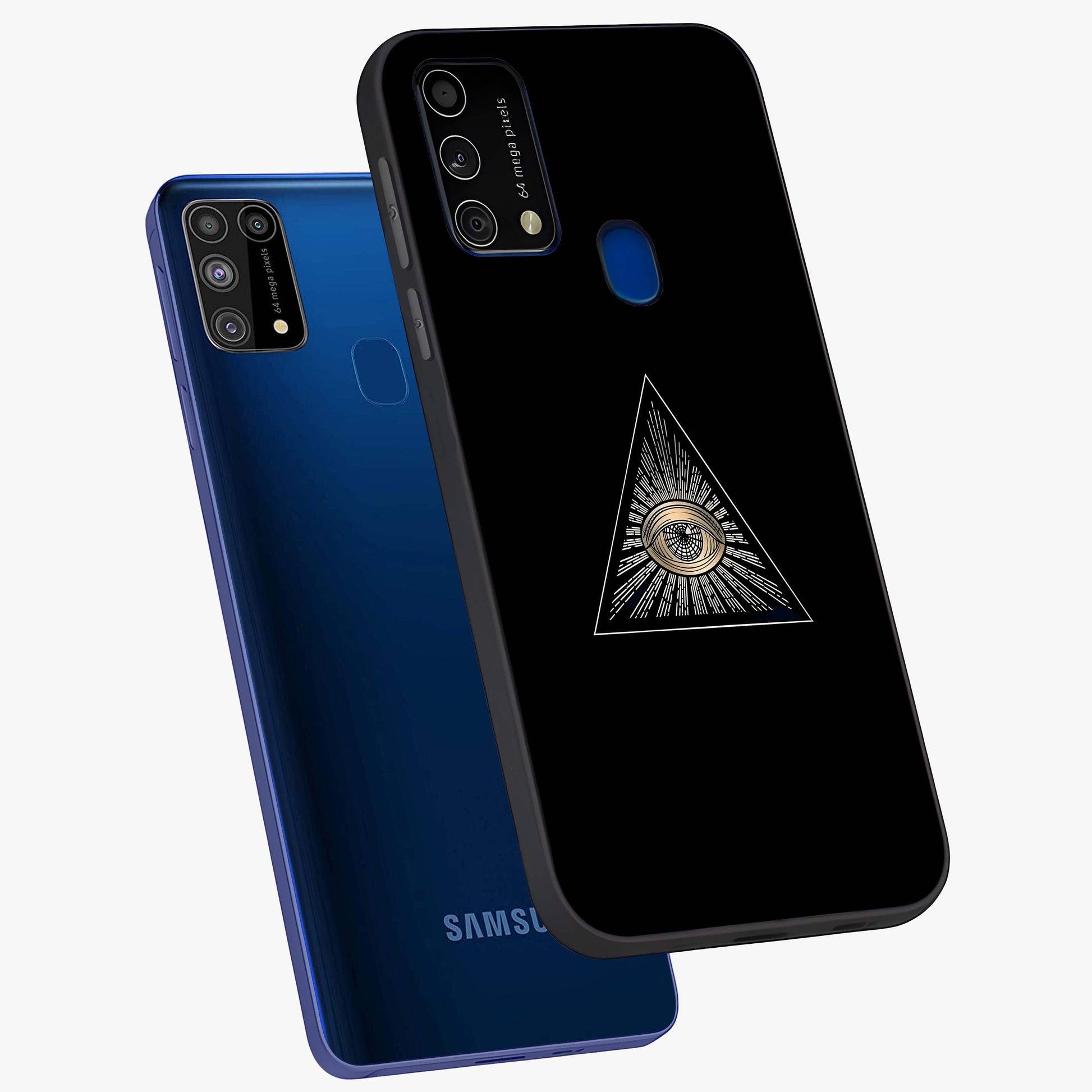 Illuminati Evil Glass Case displayed in angled mockup highlighting dark occult inspired design with bold aesthetic style.