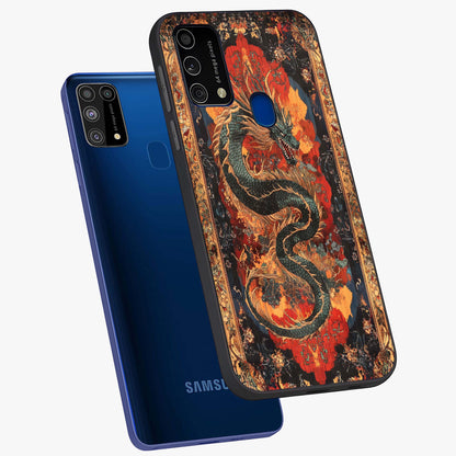 Inferno Dragon Soul Glass Case displayed in angled mockup highlighting powerful dragon illustration with inferno aesthetic.