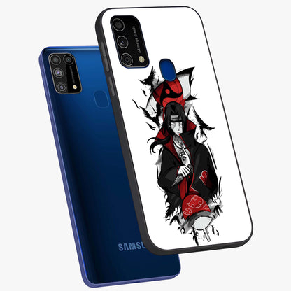 Itachi Limited Edition Naruto Anime Glass Case displayed in angled mockup highlighting dramatic anime illustration with bold action aesthetic.