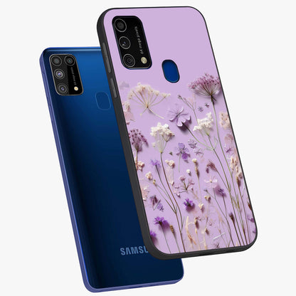 Lavender Blossom Dream Glass Case displayed in angled mockup highlighting dreamy lavender flower design with calming aesthetic style.