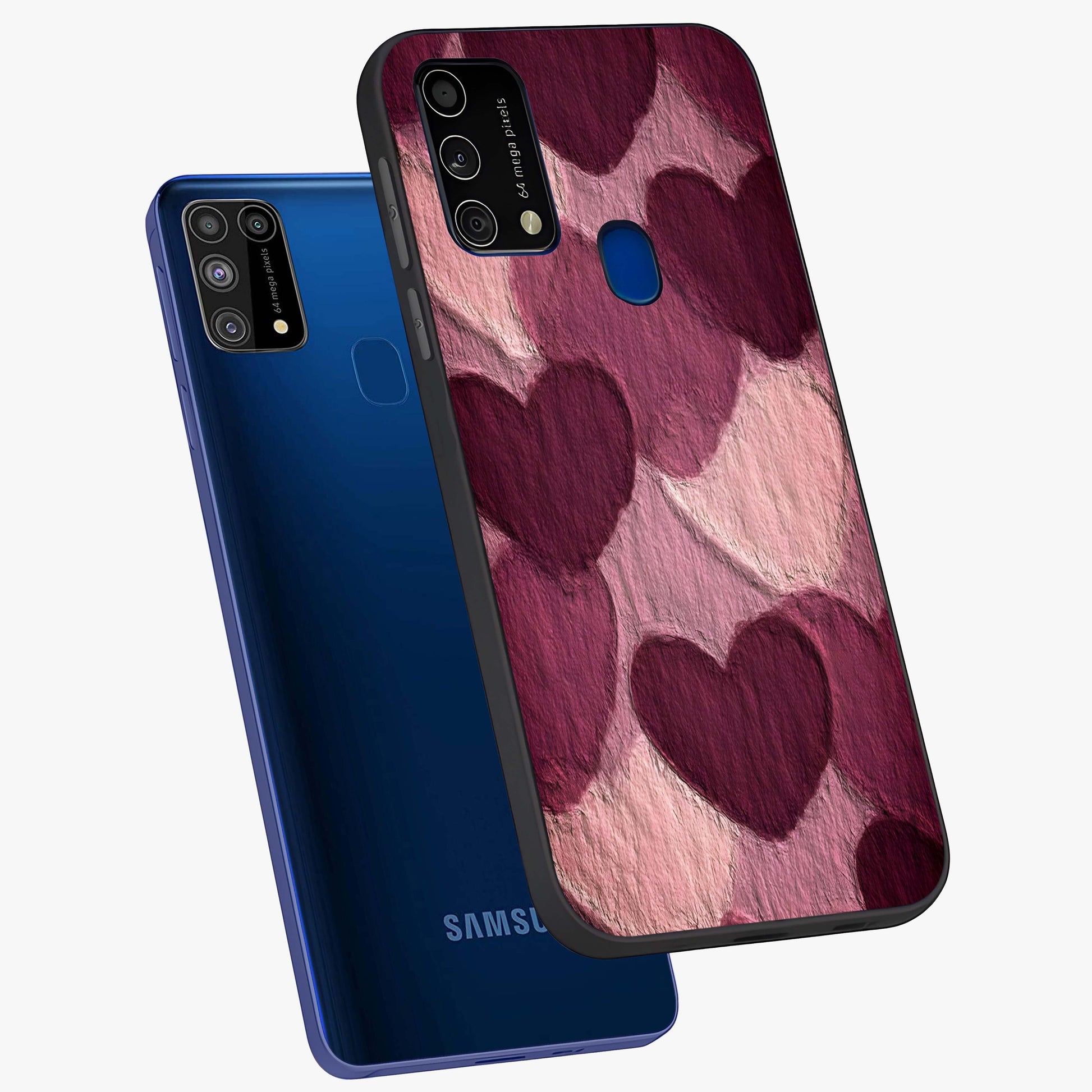 Layered Paper Hearts Glass Case displayed in angled mockup highlighting creative paper craft heart design with romantic aesthetic.