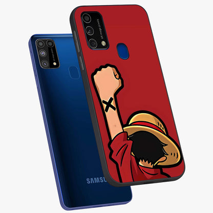 Luffy X Spirit Glass Case displayed in angled mockup highlighting powerful anime design with energetic action aesthetic.