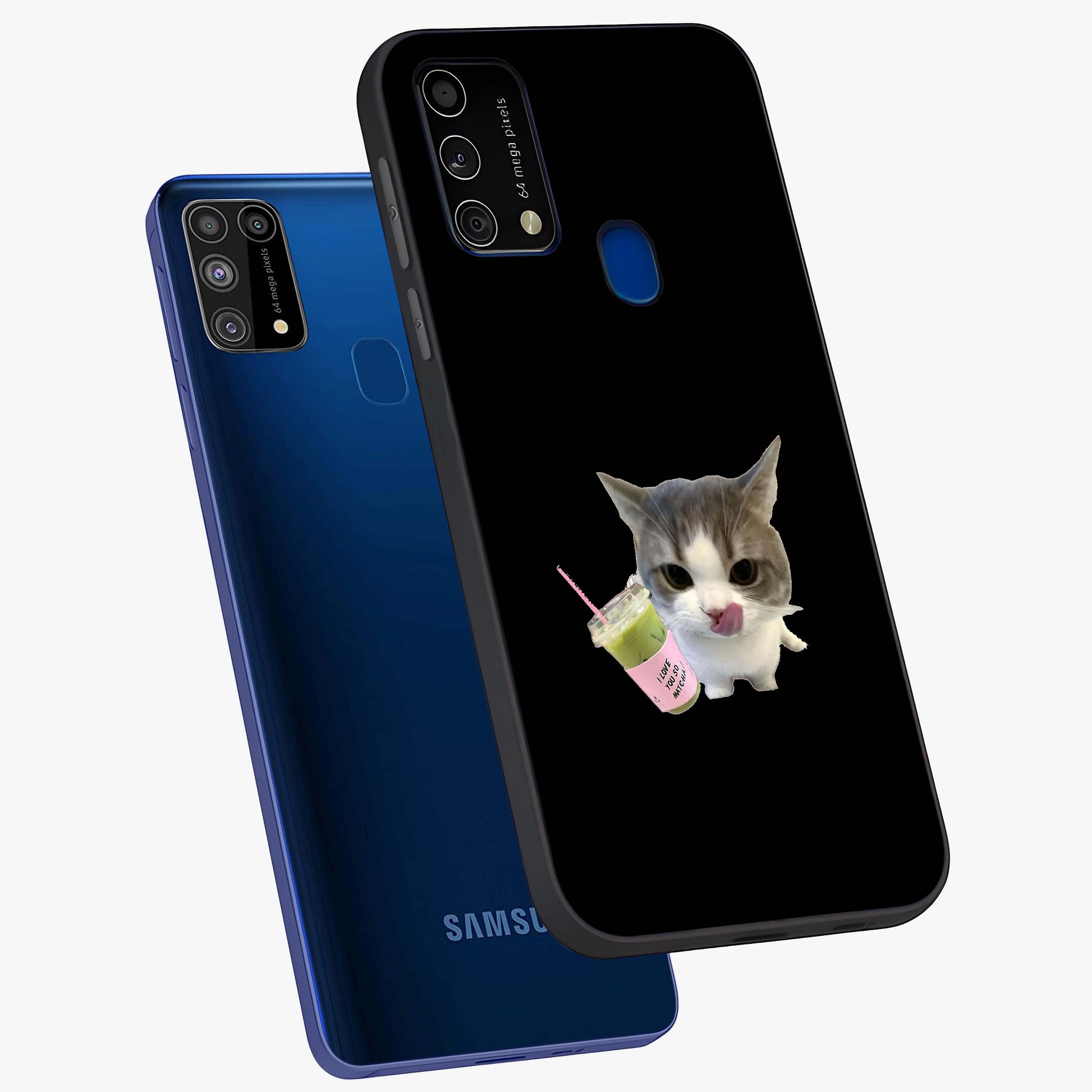 Matcha Cat Style Glass Case displayed in angled mockup highlighting playful feline design with pastel matcha aesthetic.