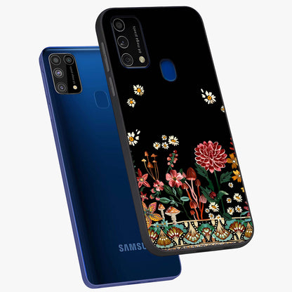 Midnight Bloom Pattern Glass Case displayed in angled mockup highlighting elegant flower design with midnight aesthetic style.