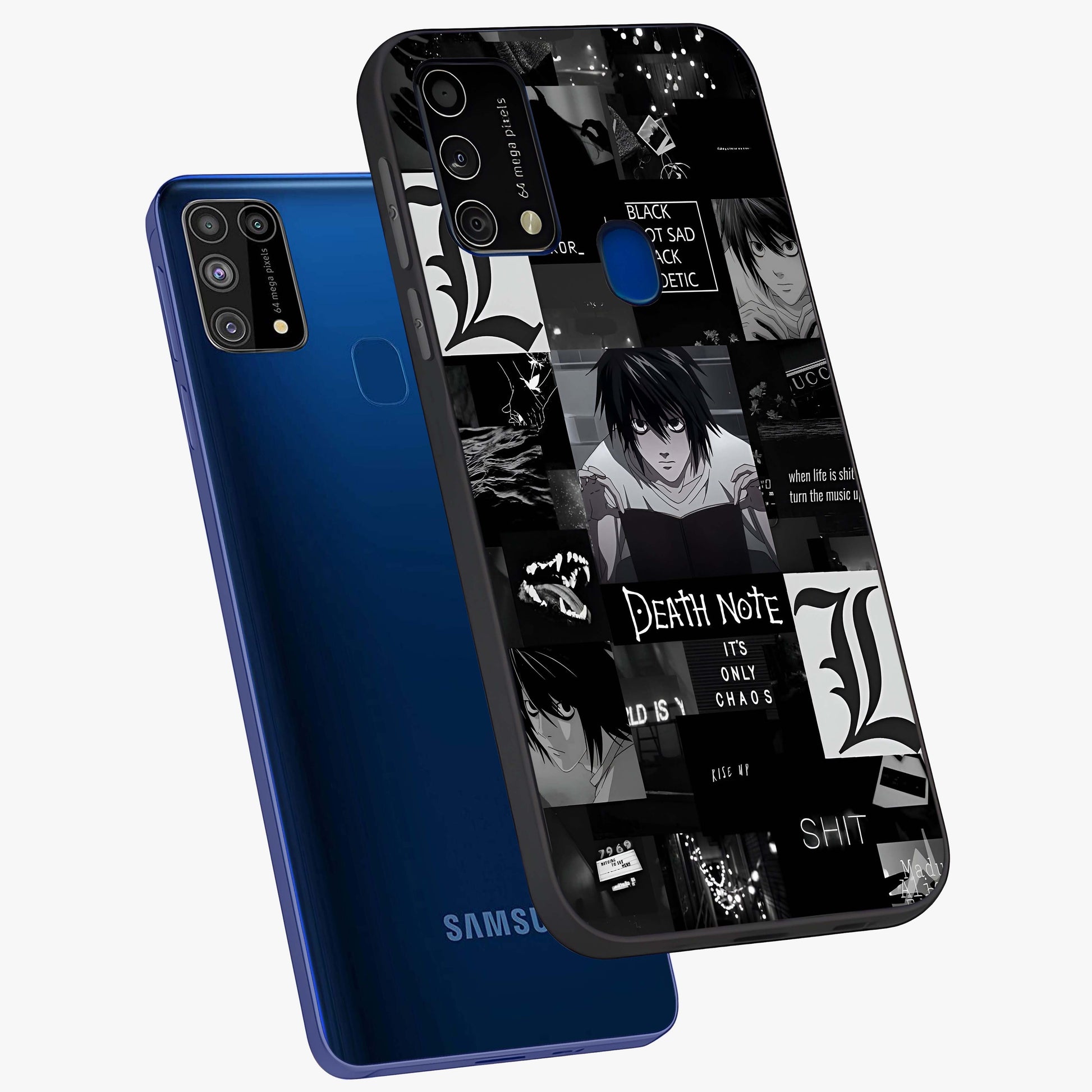 Midnight Chaos Mind Glass Case displayed in angled mockup highlighting chaotic artistic design with dramatic midnight aesthetic.