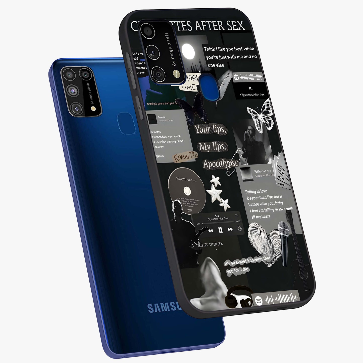 Midnight Love Echo Glass Case displayed in angled mockup highlighting elegant love inspired design with deep aesthetic style.