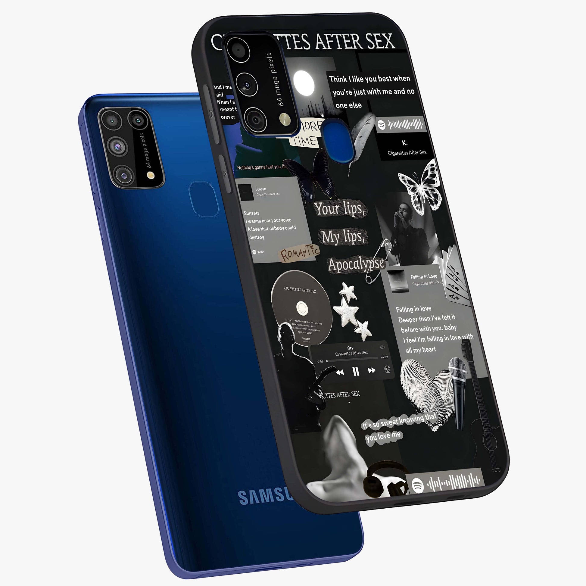 Midnight Love Echo Glass Case displayed in angled mockup highlighting elegant love inspired design with deep aesthetic style.