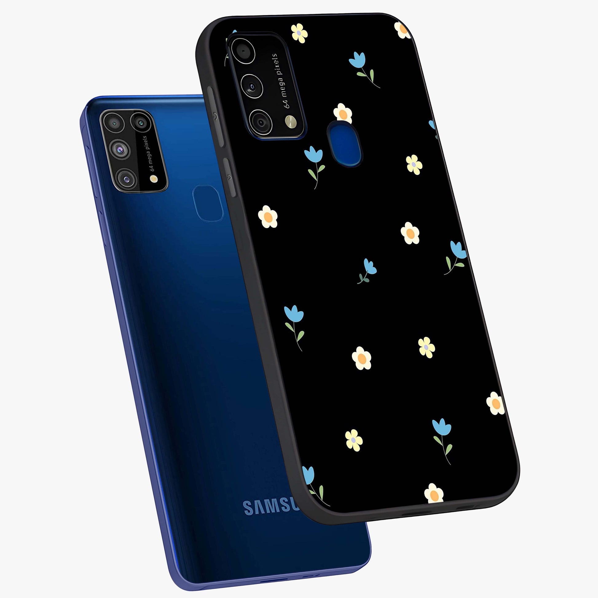 Minimal Petal Whispers Glass Case displayed in angled mockup highlighting delicate petal design with clean minimal aesthetic.
