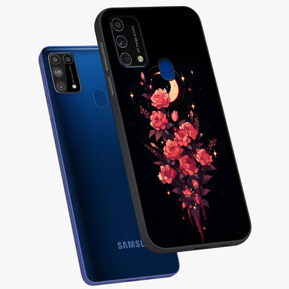 Moonlit Floral Elegance Glass Case displayed in angled mockup highlighting graceful flower design with soft moonlight aesthetic.