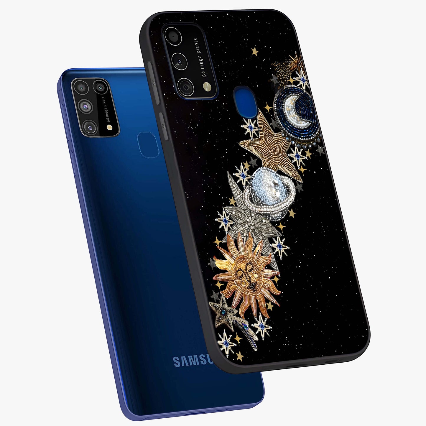 Pearls Universe Object Glass Case displayed in angled mockup highlighting celestial pearl design with dreamy aesthetic.