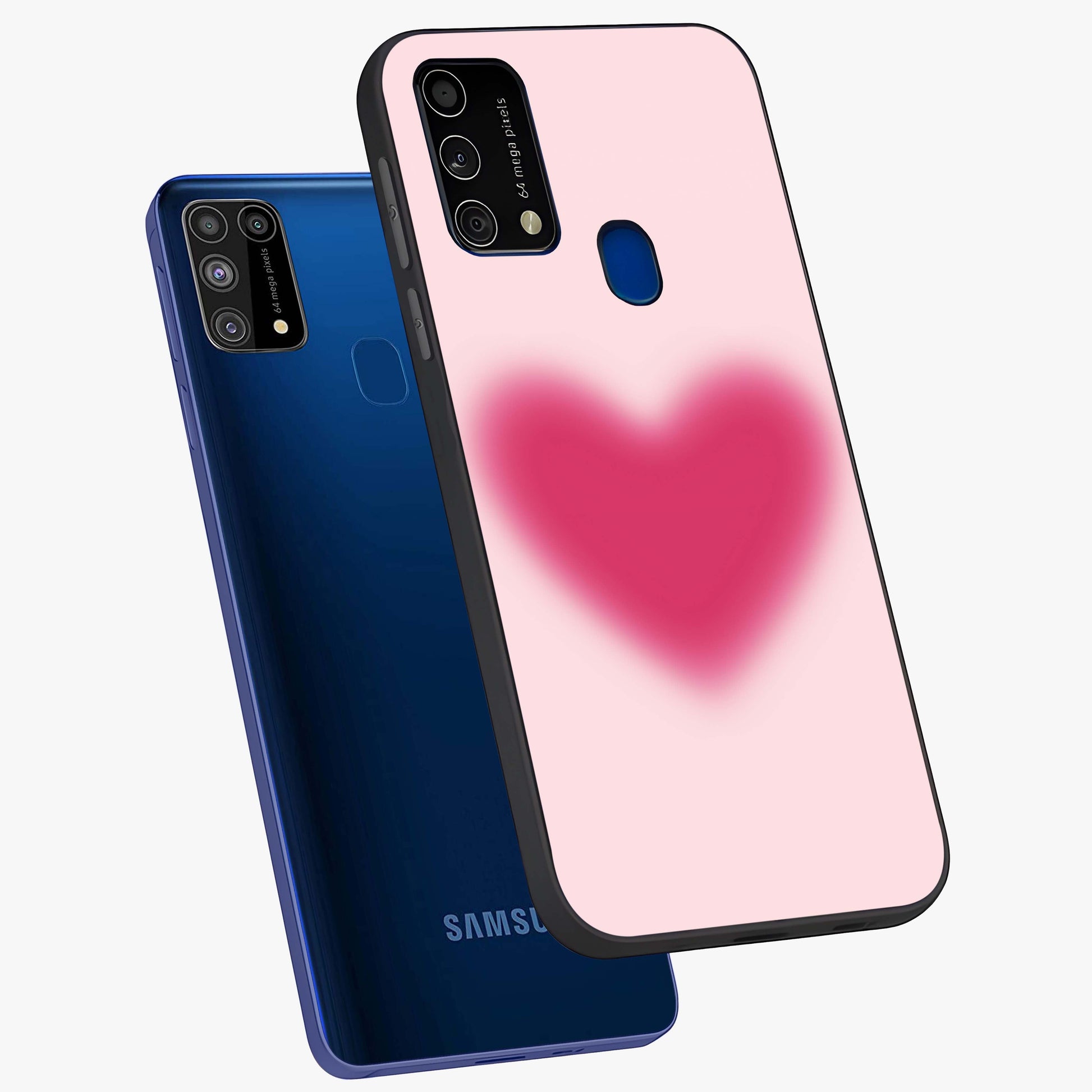 Pink Aura Heart Glass Case displayed in angled mockup highlighting vibrant pink heart design with dreamy aura aesthetic.