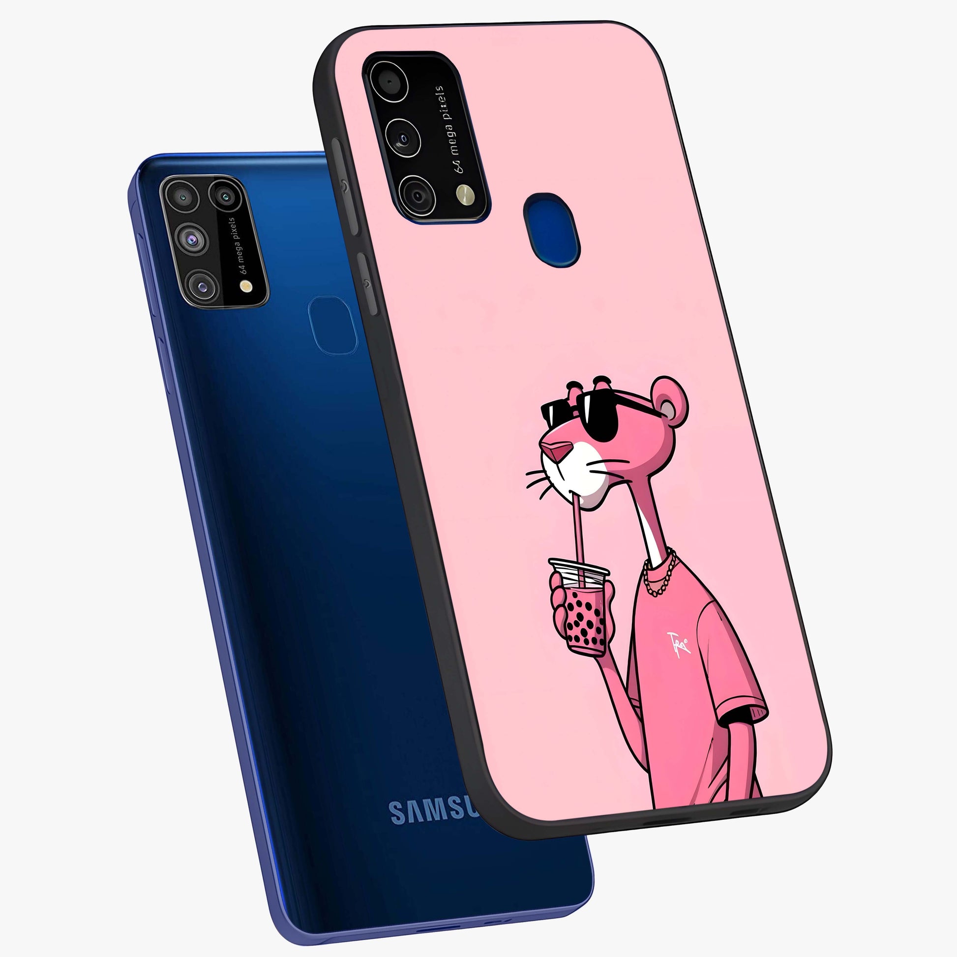 Pink Panther Glass Case displayed in angled mockup highlighting playful cartoon character design with vibrant pink aesthetic.