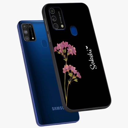 Riching Lavender Flower Custom Name Glass Case displayed in angled mockup highlighting delicate lavender flower design with custom name feature.