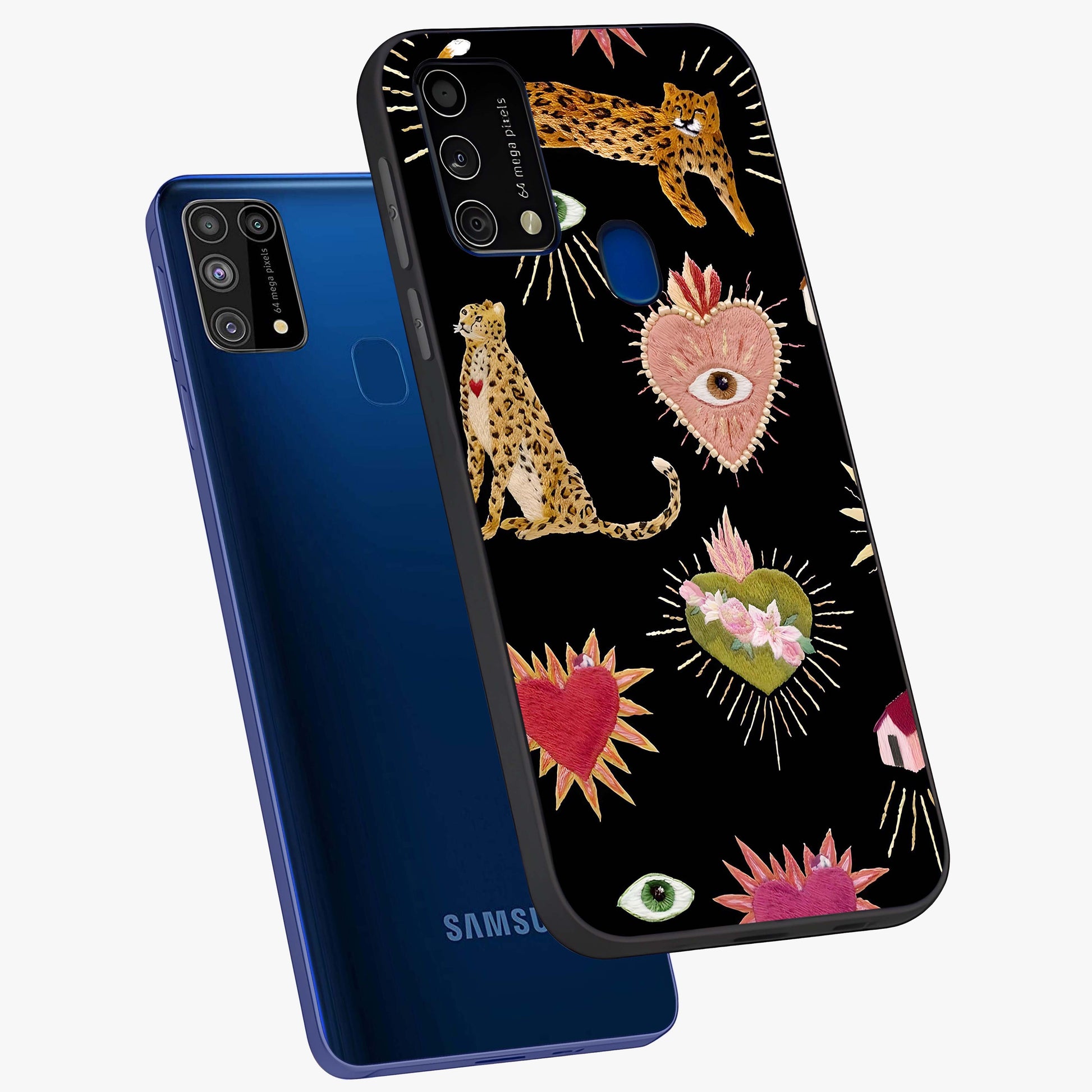 Sacred Jungle Heart Glass Case displayed in angled mockup highlighting lush tropical design with natural aesthetic style.