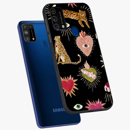 Sacred Jungle Heart Glass Case displayed in angled mockup highlighting lush tropical design with natural aesthetic style.