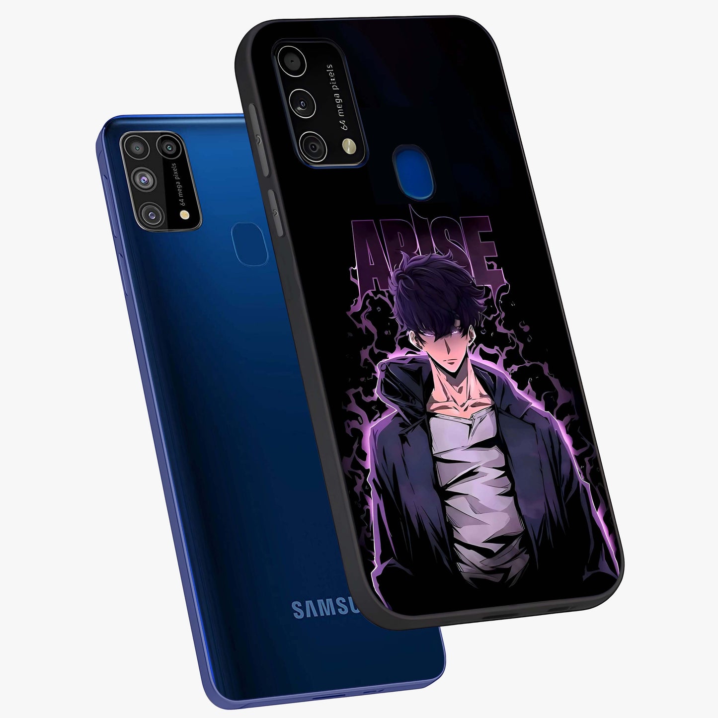 Shadow Monarch Awakening Glass Case displayed in angled mockup highlighting dramatic shadow warrior design with fantasy aesthetic.