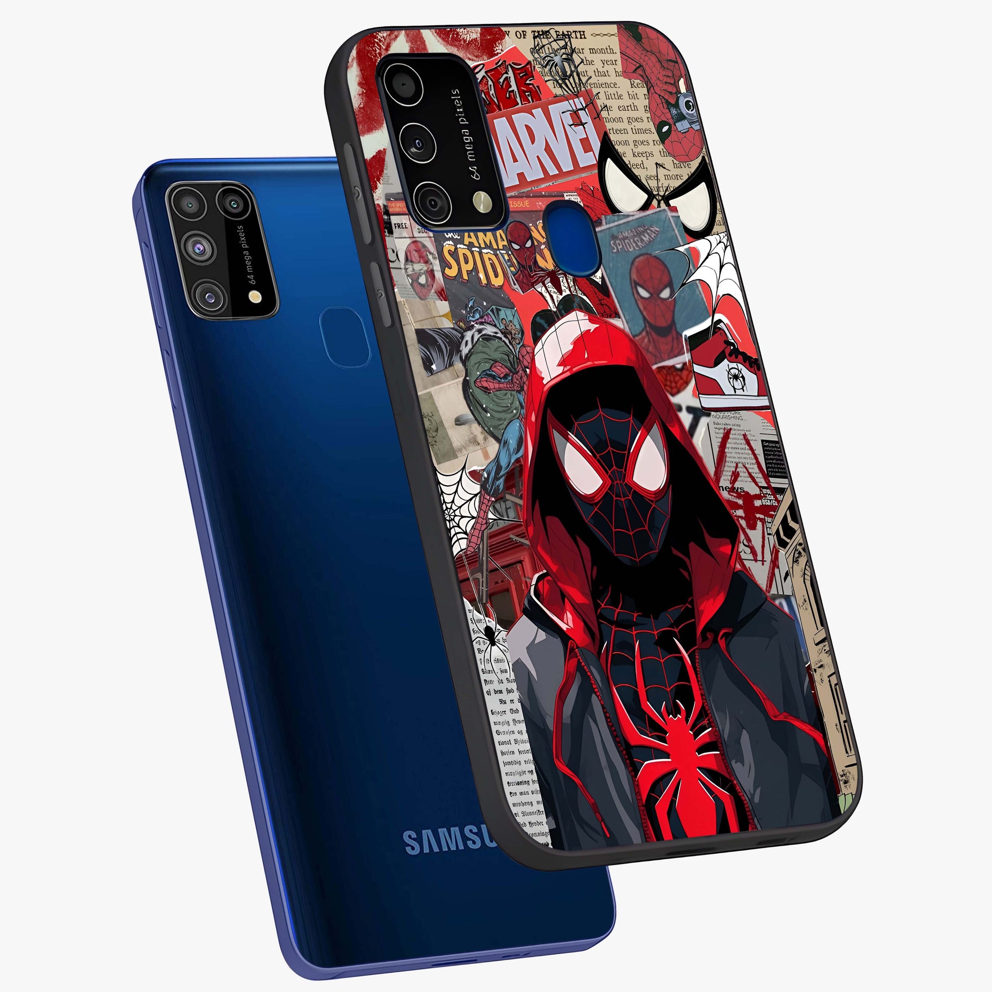 Spider Collage Street Glass Case displayed in angled mockup highlighting dynamic street style collage design with comic aesthetic.