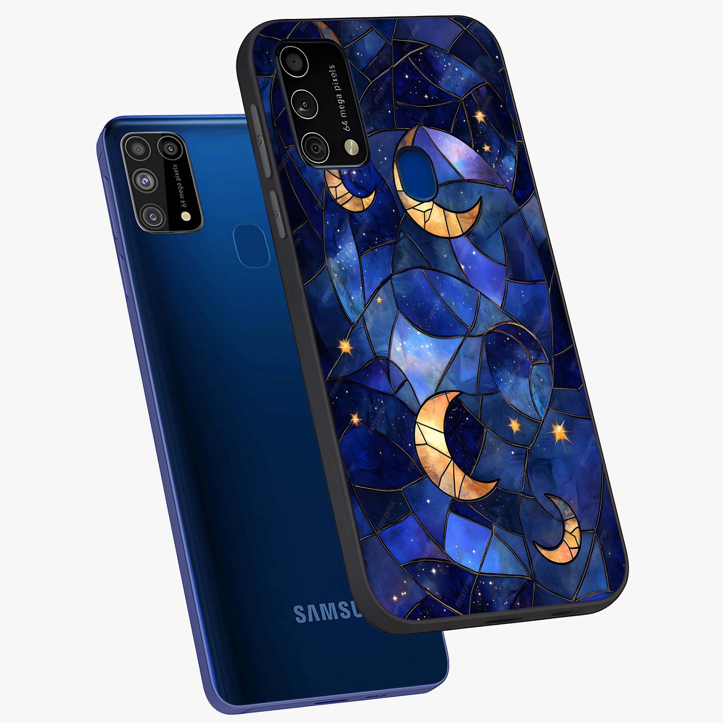 Starlit Sky Tapestry Glass Case displayed in angled mockup highlighting celestial night pattern with artistic aesthetic style.