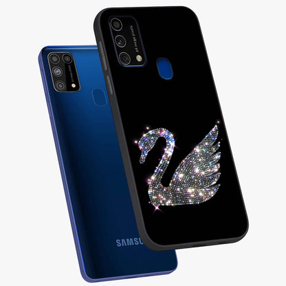 Starlit Swan Grace Glass Case displayed in angled mockup highlighting elegant swan illustration with dreamy celestial aesthetic.