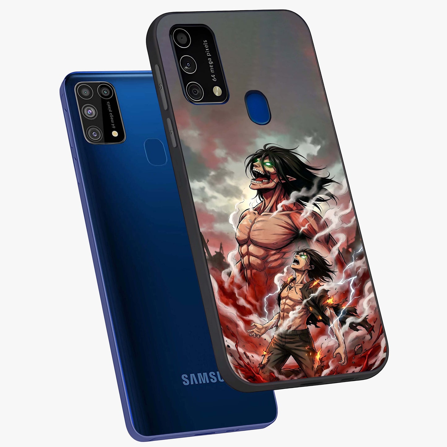 Titan Awakening Fury Glass Case displayed in angled mockup highlighting dramatic giant warrior design with bold anime aesthetic.