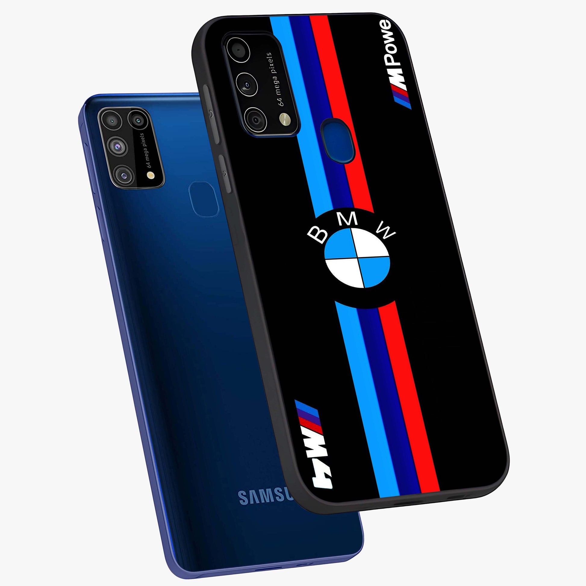 Turbo BMW Beast Glass Case displayed in angled mockup highlighting sleek racing car design with bold automotive aesthetic.