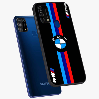 Turbo BMW Beast Glass Case displayed in angled mockup highlighting sleek racing car design with bold automotive aesthetic.