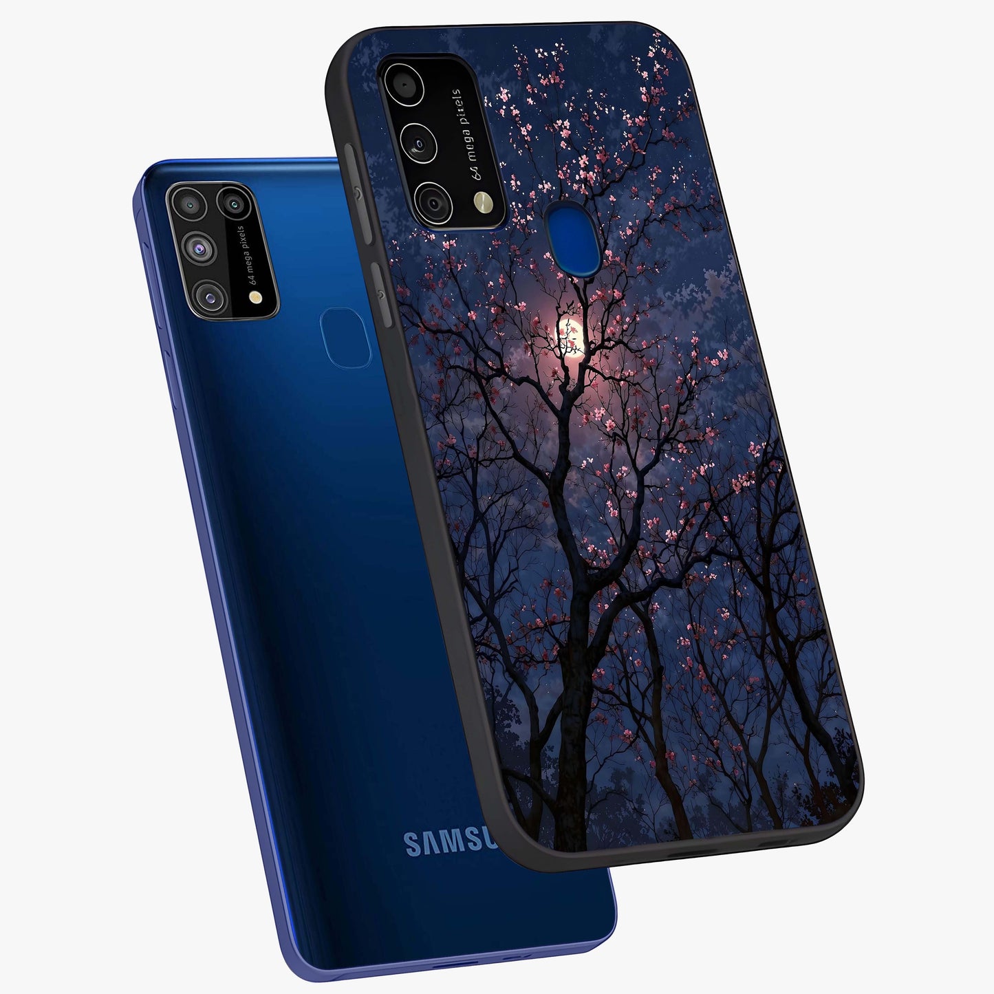 Twilight Sakura Serenade Glass Case displayed in angled mockup highlighting delicate sakura flower design with dreamy aesthetic.