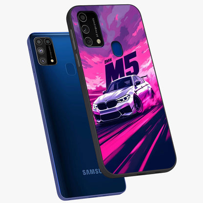 Velocity Drift Pulse Glass Case displayed in angled mockup highlighting dynamic drift design with sporty automotive aesthetic.