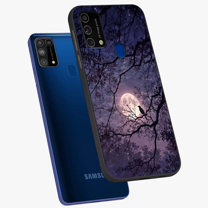 Whispering Moon Silence Glass Case displayed in angled mockup highlighting calm lunar design with dreamy night aesthetic.