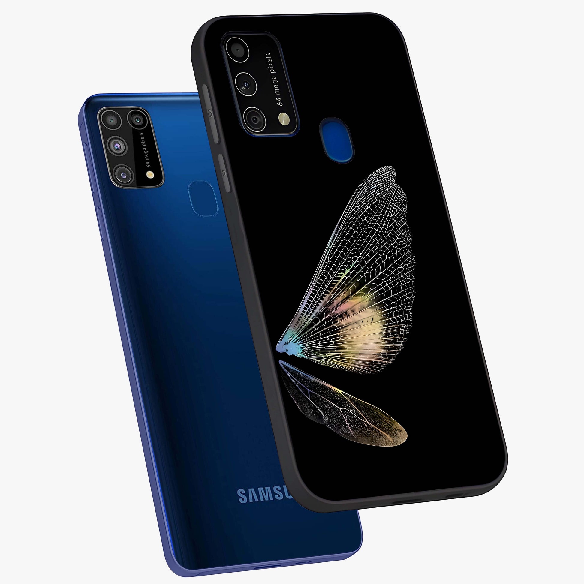 Whispers Of Wings Glass Case displayed in angled mockup highlighting soft feather design with celestial aesthetic style.
