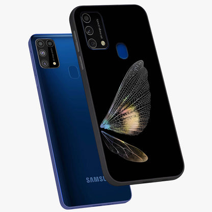 Whispers Of Wings Glass Case displayed in angled mockup highlighting soft feather design with celestial aesthetic style.