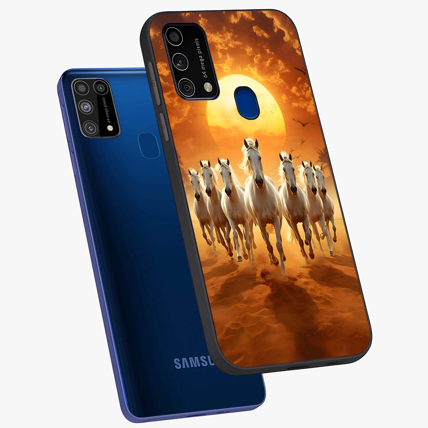Wild Sunset Majesty Glass Case displayed in angled mockup highlighting vibrant sunset sky design with scenic aesthetic.