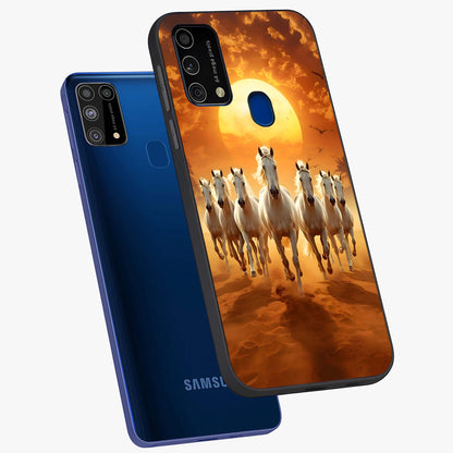 Wild Sunset Majesty Glass Case displayed in angled mockup highlighting vibrant sunset sky design with scenic aesthetic.