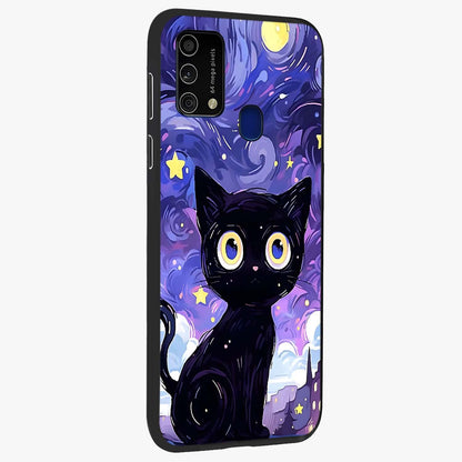 Abstract Cat Art Glass Case upright view showcasing creative feline illustration and aesthetic artistic style.
