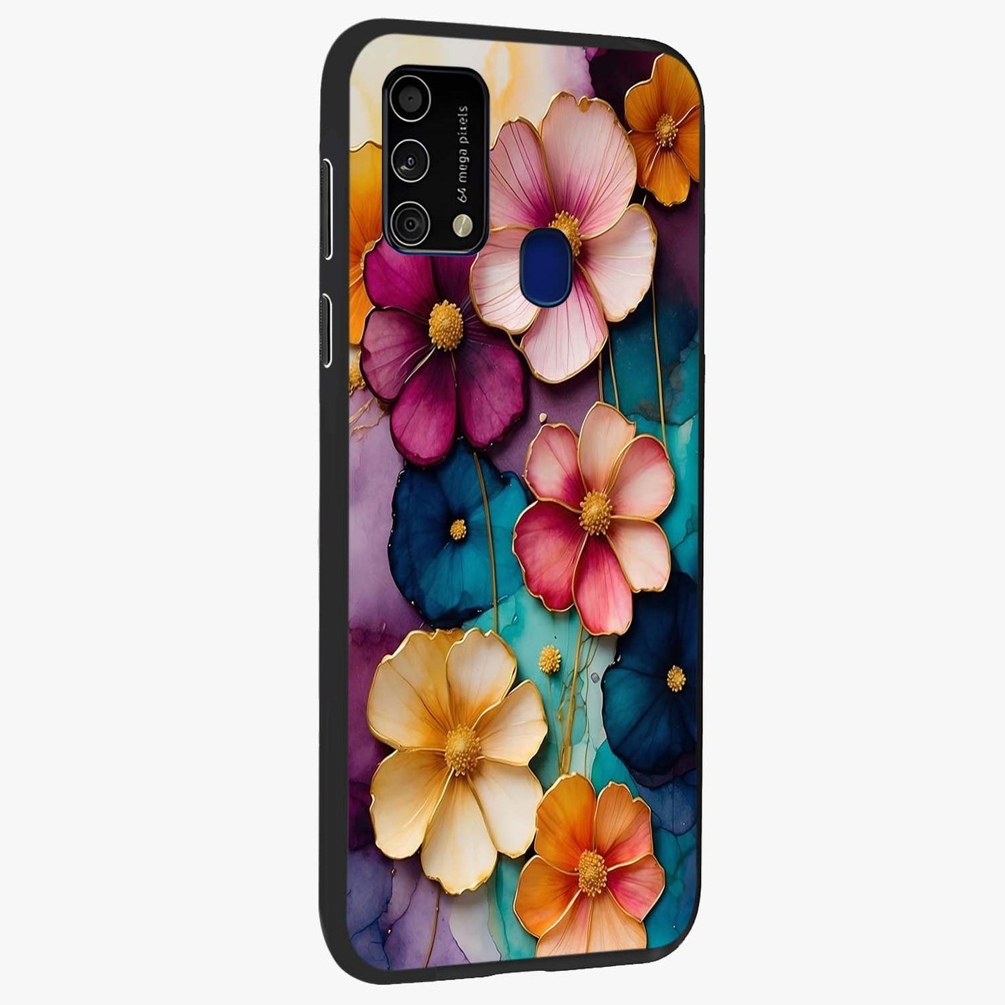 Artlyn Grace Flower Pattern Glass Case upright view showcasing graceful floral artwork with aesthetic botanical style.