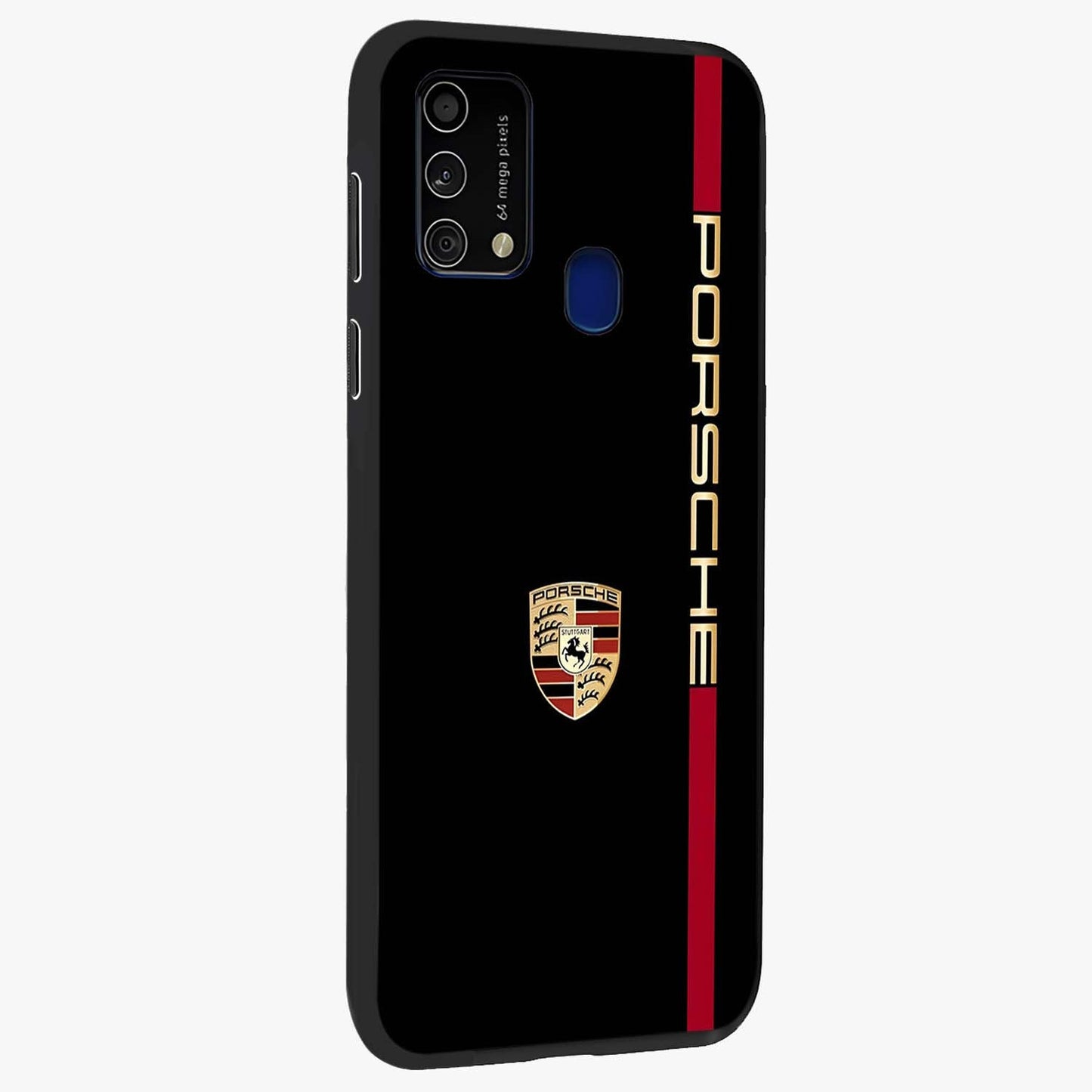 Black Minimal Porsche Glass Case upright view showcasing stylish automotive artwork with bold minimal theme.