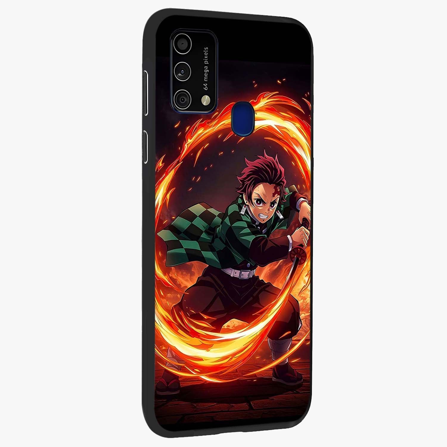Blazing Sword Resolve Glass Case upright view showcasing dramatic warrior inspired artwork with intense visual style.