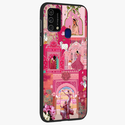 Blossoms of Rajasthan Glass Case upright view showcasing colorful floral design inspired by traditional Indian art.