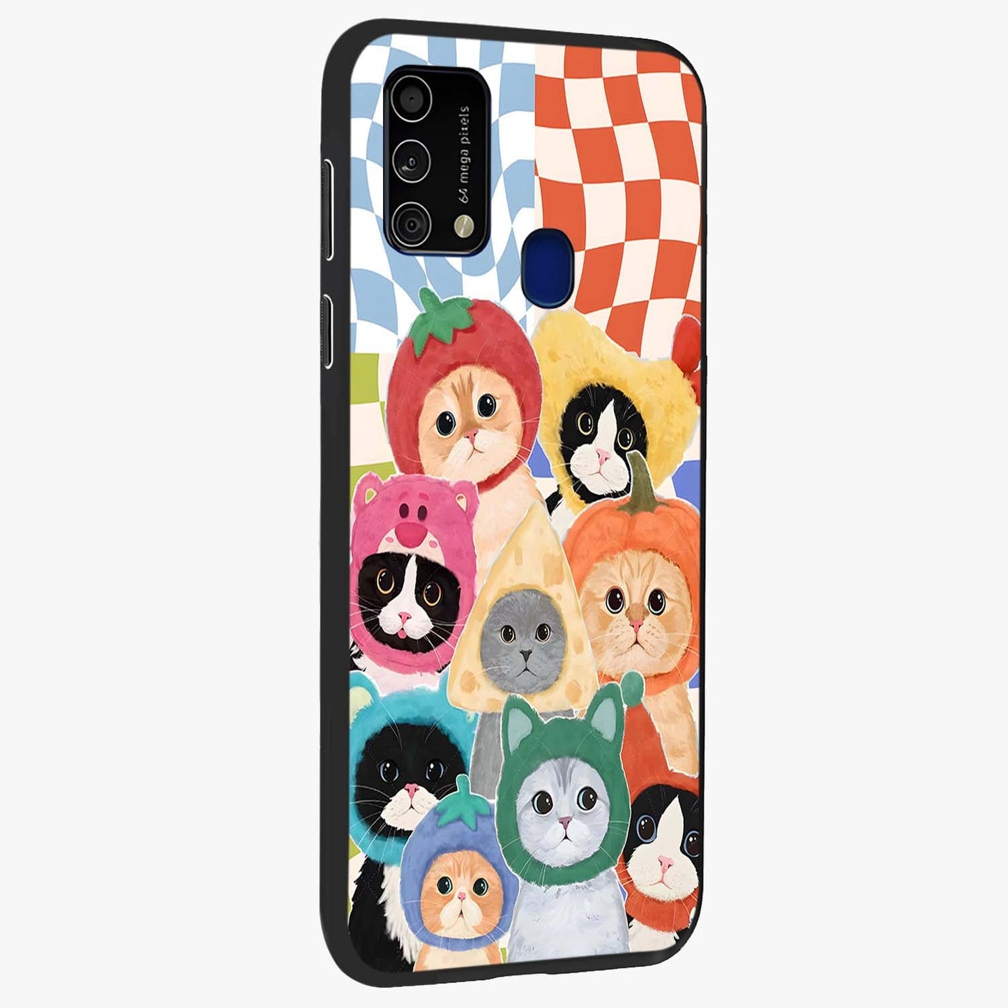 Cats in Fruits Glass Case upright view showcasing charming cat artwork with fun fruity theme.