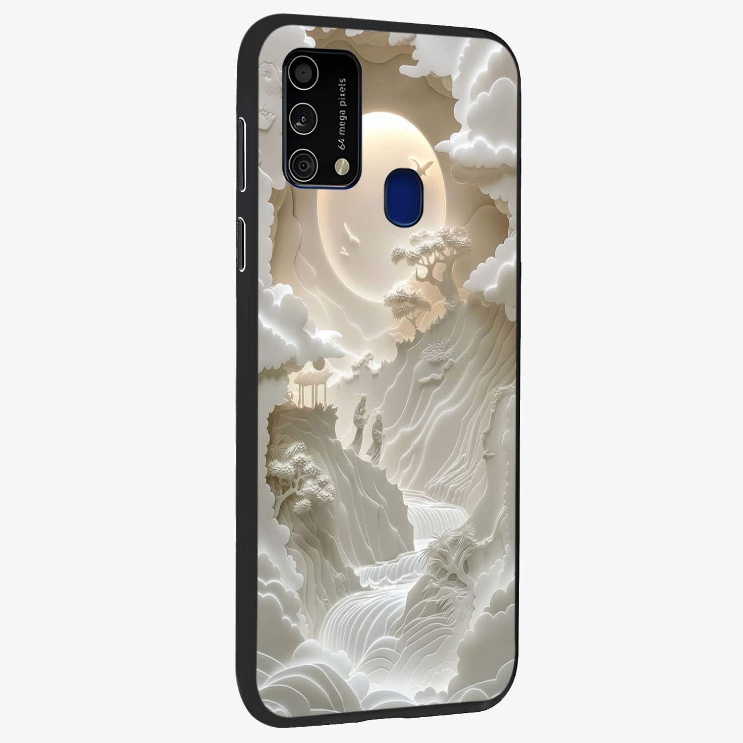 Celestial Origami Glass Case upright view showcasing creative origami artwork with modern celestial style.