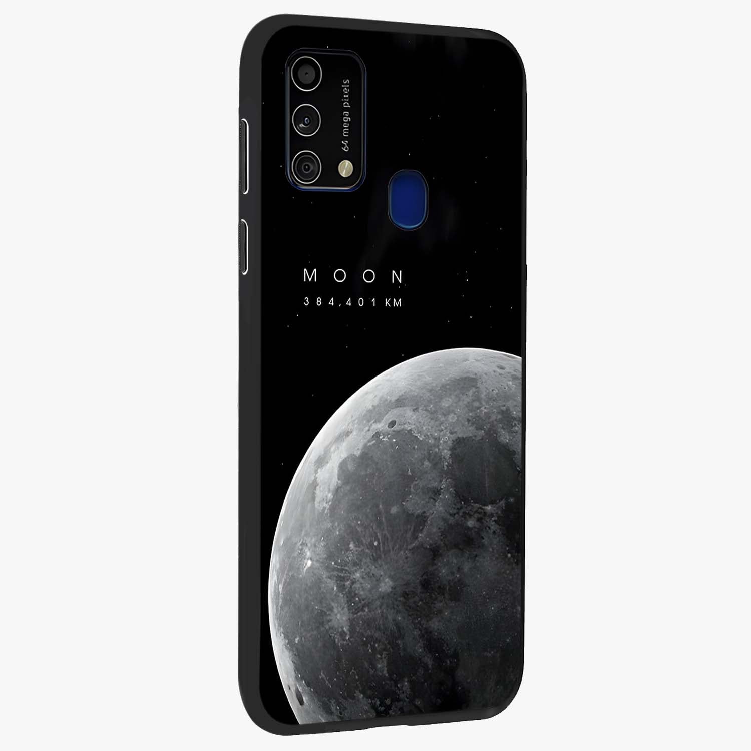 Cosmic Moon Glow Glass Case upright view showcasing luminous moon illustration with dreamy cosmic style.