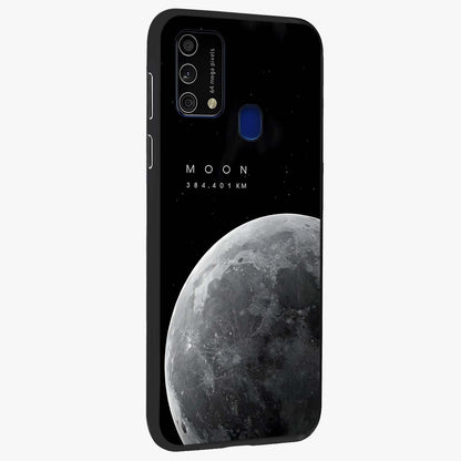 Cosmic Moon Glow Glass Case upright view showcasing luminous moon illustration with dreamy cosmic style.