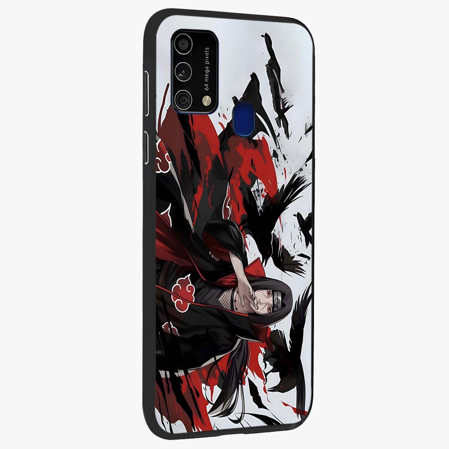 Crimson Crow Illusion Glass Case upright view showcasing striking crow illusion artwork with intense crimson theme.