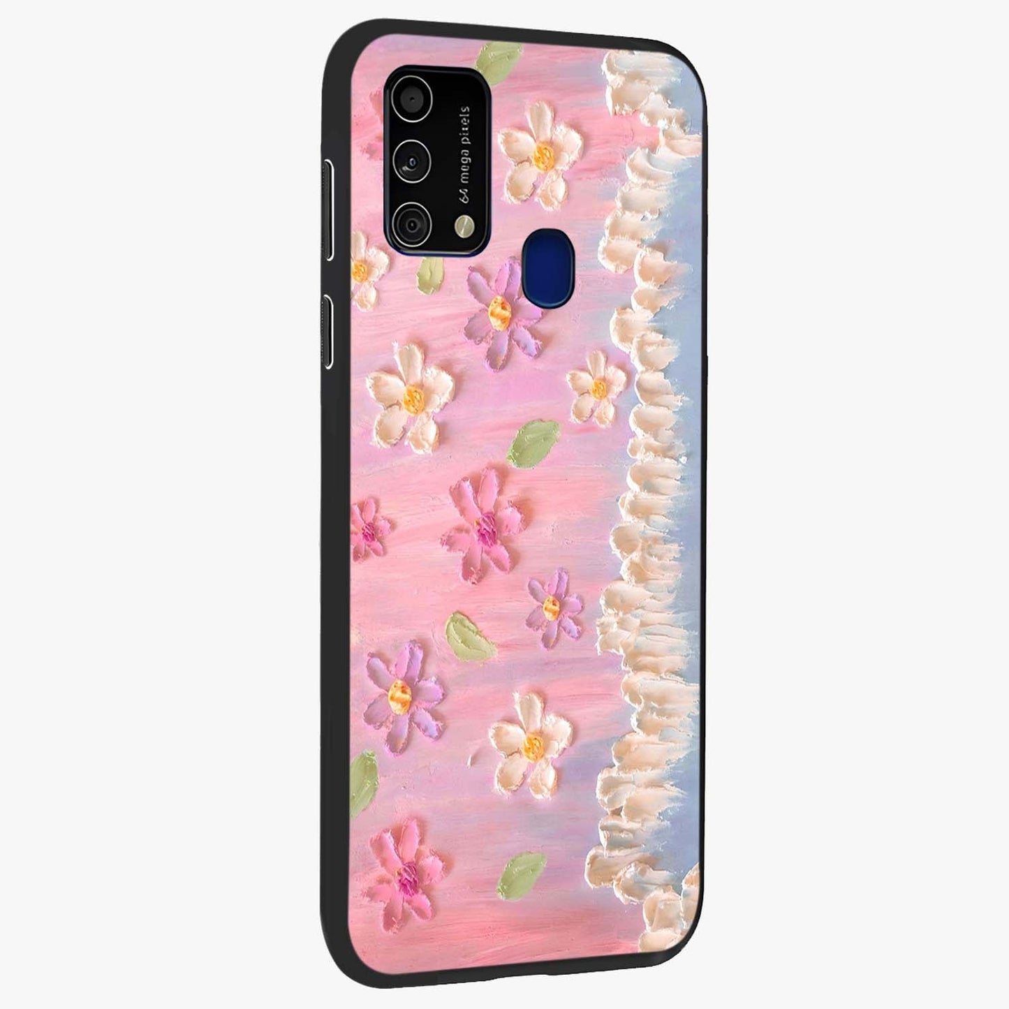 Dreamy Painted Garden Glass Case upright view showcasing vibrant floral garden artwork with artistic nature theme.