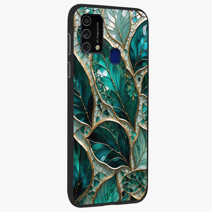 Emerald Leaf Glass Glass Case upright view showcasing fresh green leaf artwork with calming nature inspired style.