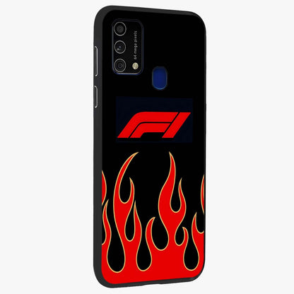 Fire F11 Glass Case upright view showcasing dynamic flame artwork with intense visual theme.